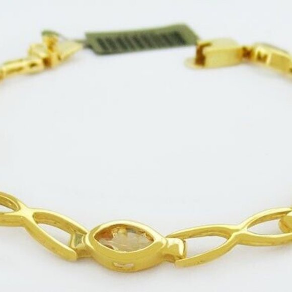 Genuine 4.20 Cts Yellow Topaz Bracelet .925 Silver - 7" Long - NWT